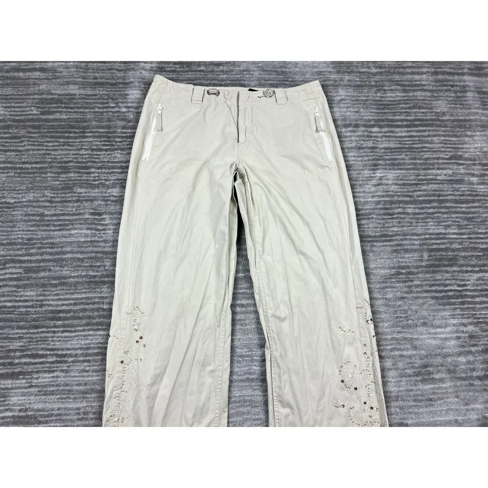 Arizona Pants Juniors 9 Beige Polyester Nylon Sequin Embroidered Straight‎